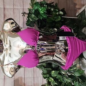 Vix Embellished Strap Magenta Bikini Set  NWT Size 8